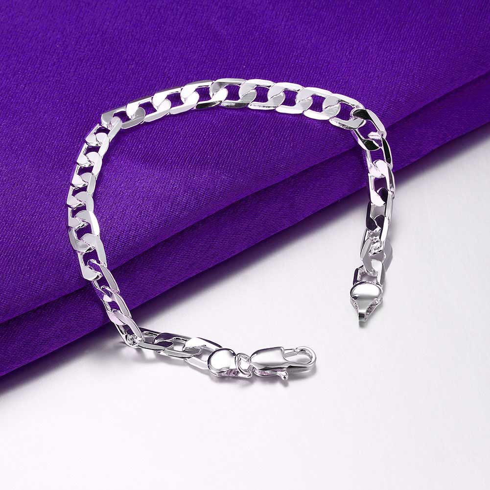 925 Sterling Silver Flat Curb Chain "Lyndsey" (6mm)