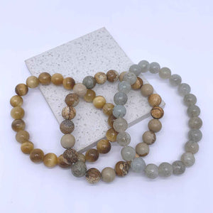 Stretch Bracelet with 8mm round gemstones "Mala" (Labradorite)