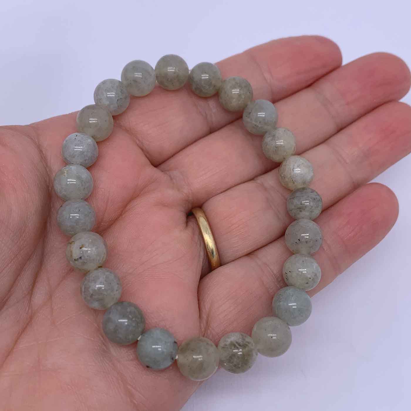 Stretch Bracelet with 8mm round gemstones "Mala" (Labradorite)