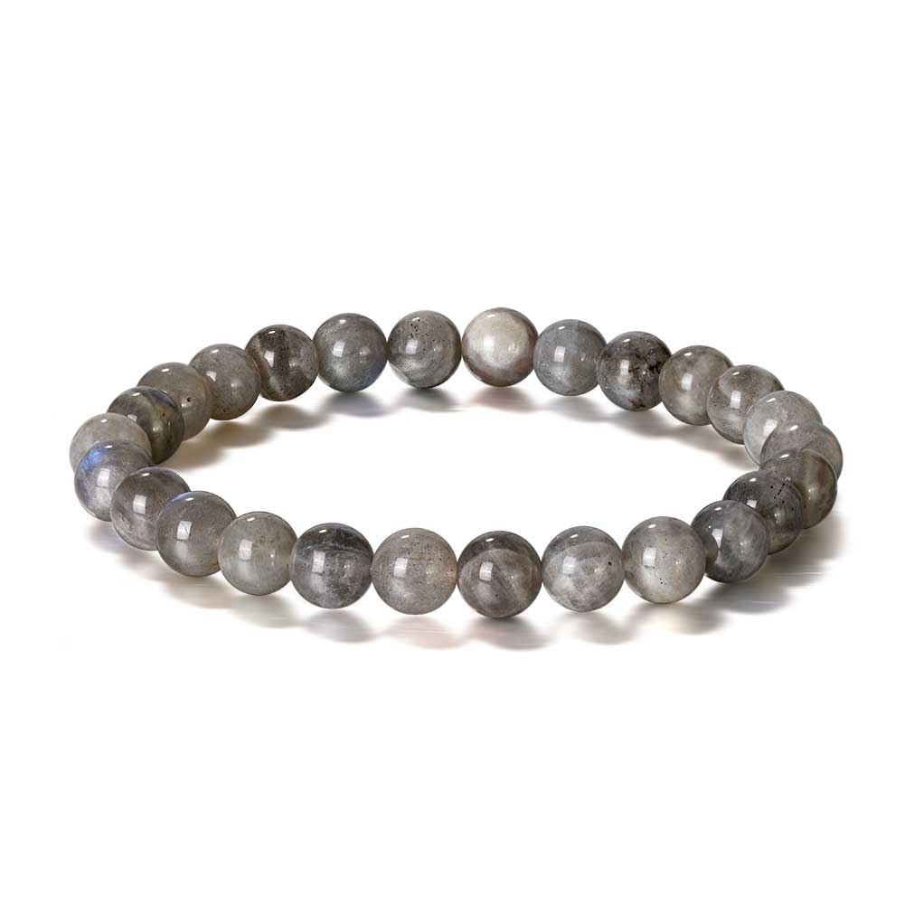 Stretch Bracelet with 8mm round gemstones "Mala" (Labradorite)