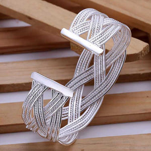 925 Sterling Silver Braided Adjustable Cuff Bracelet "Marilyn"