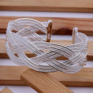 925 Sterling Silver Braided Adjustable Cuff Bracelet "Marilyn"