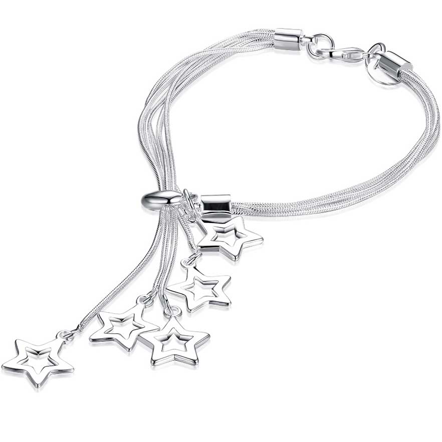 925 Sterling Silver chain bracelet with stars "Matariki"