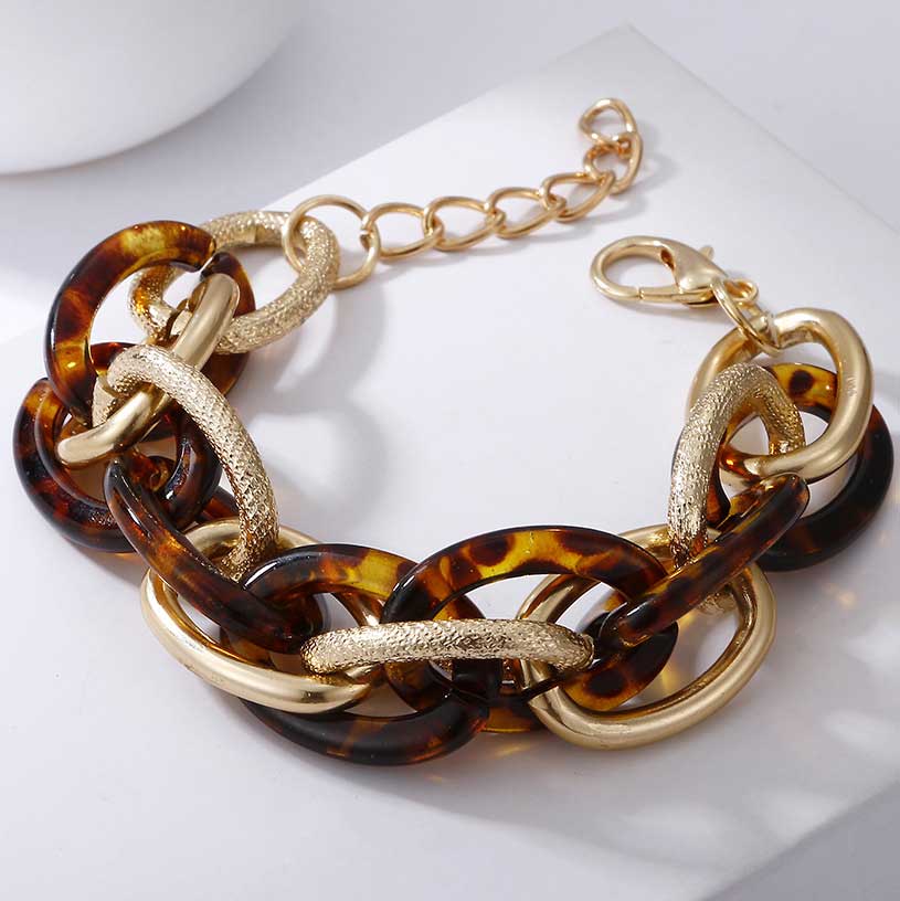 Contemporary Resin and gold bracelet "Mirimar" (Tortoise Shell)