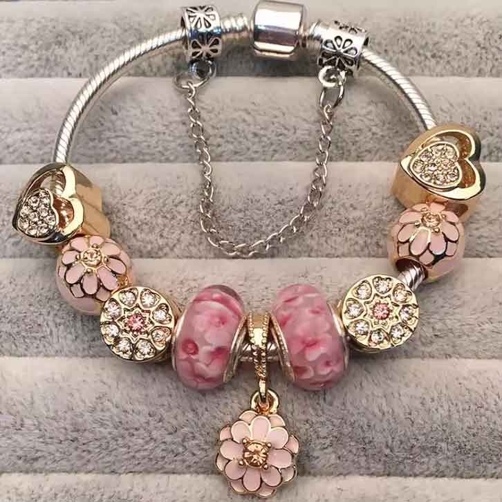 pink charm bracelet