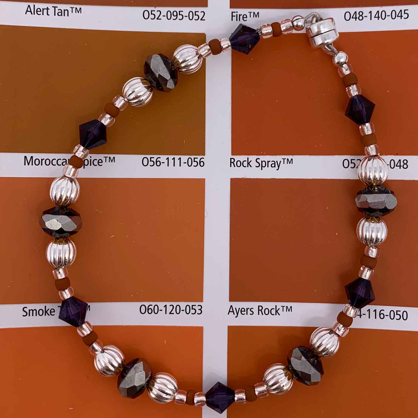 Silver beaded bracelet "Sedona" (Brown)