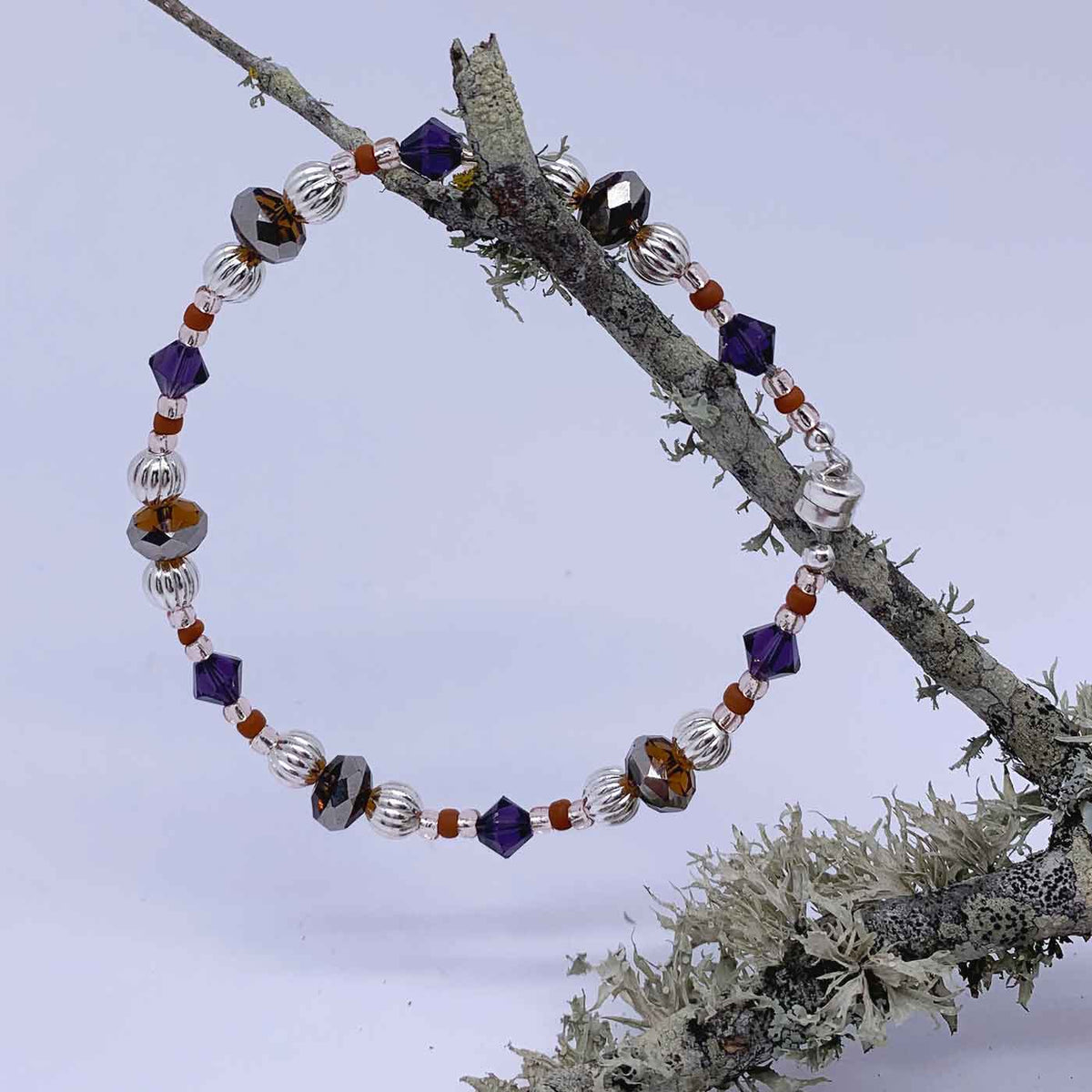 Silver beaded bracelet "Sedona" (Brown)