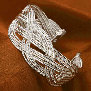 925 Sterling Silver Braided Adjustable Cuff Bracelet "Marilyn"