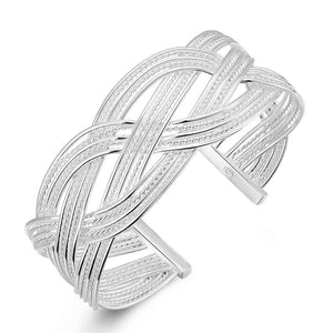 925 Sterling Silver Braided Adjustable Cuff Bracelet "Marilyn"