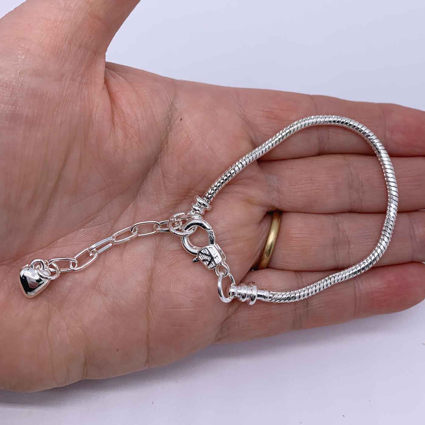 silver snake chain charm bracelet