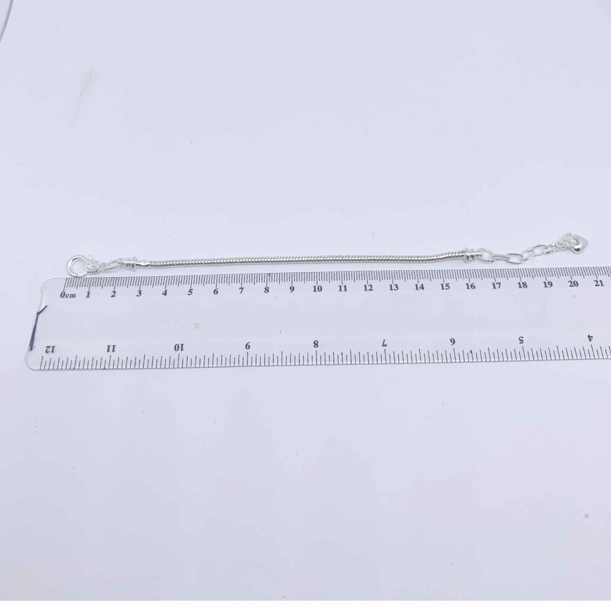 silver snake chain charm bracelet length