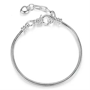silver snake chain charm bracelet