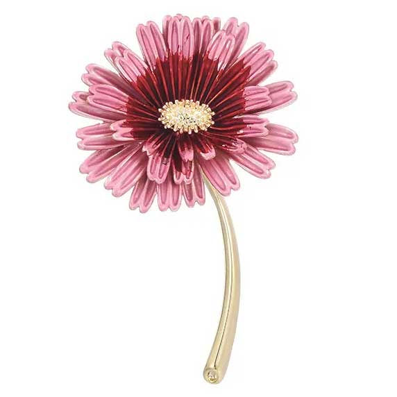 pink gerbra flower brooch