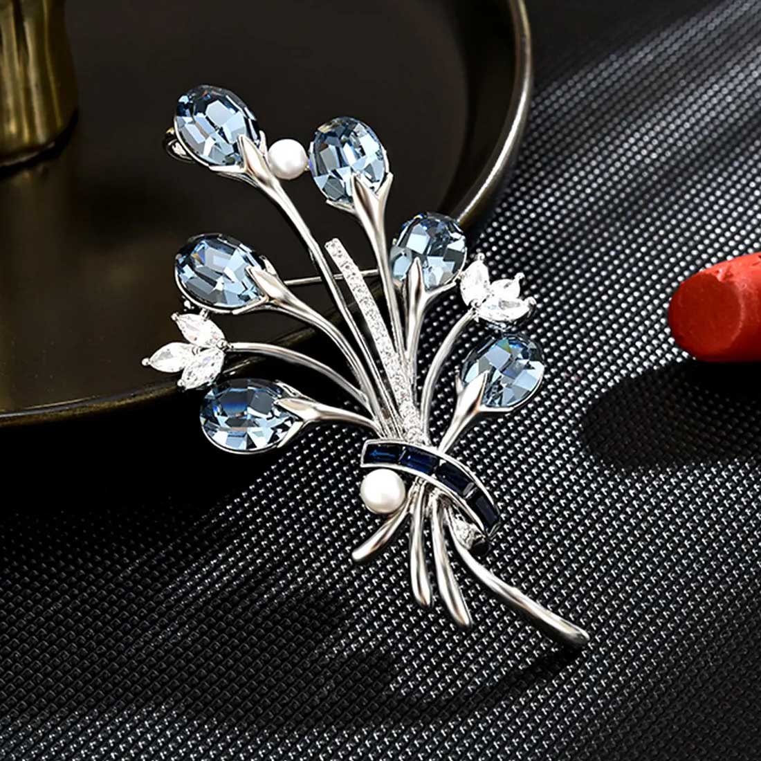 blue flower spray brooch buy online nz