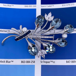 blue flower spray brooch resene