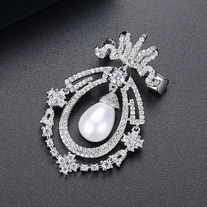 silver pearl brooch for sale