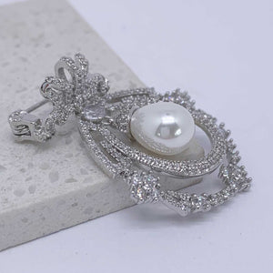 silver pearl brooch clip