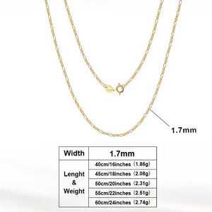 14K Gold Chain with Bolt clasp "Figaro" (1.7 mm)