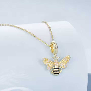 gold bee charm on gold chain