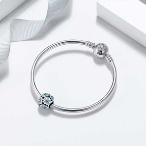925 Sterling Silver Charm with Blue Flowers