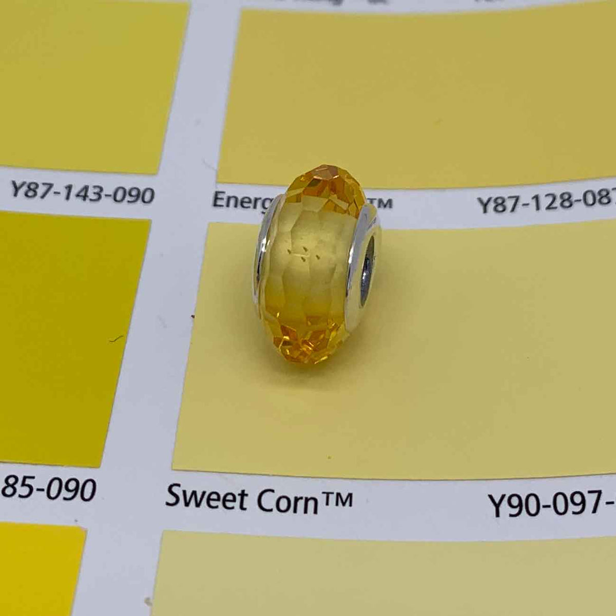 yellow silver charm bead