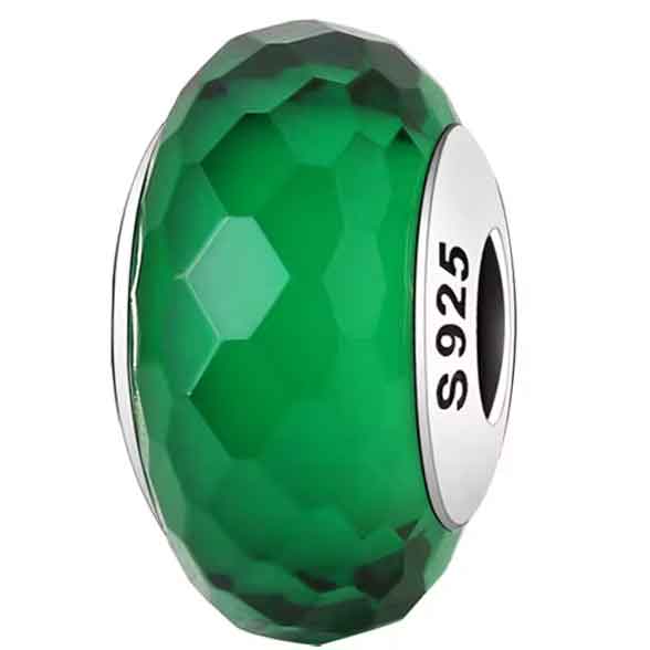 green silver charm bead