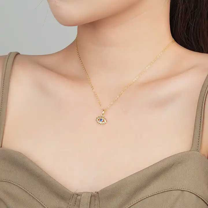 Gold Evil Eye Necklace "Mati"
