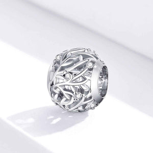925 Sterling Silver Charm with Vines and CZ Diamonds