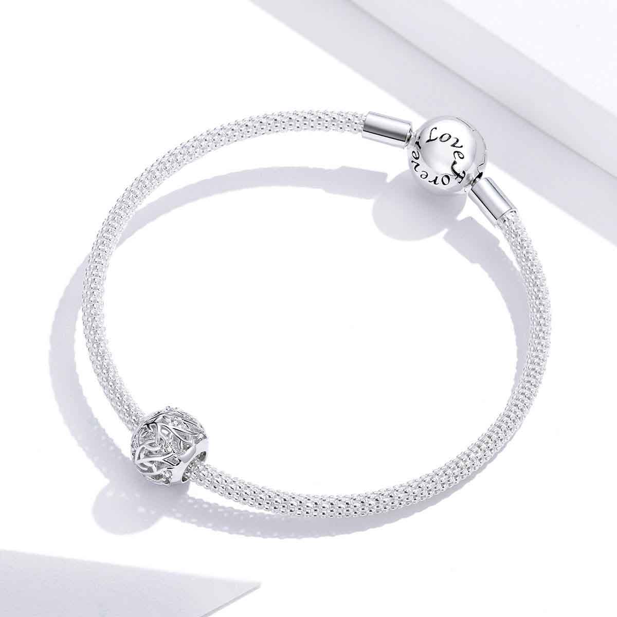 925 Sterling Silver Charm with Vines and CZ Diamonds