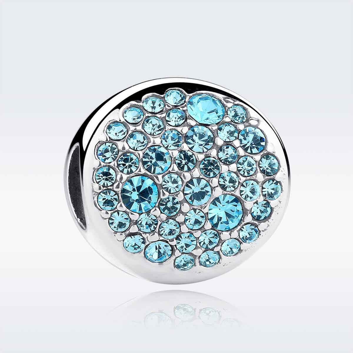 925 Sterling Silver Blue Charm with text "Dream"