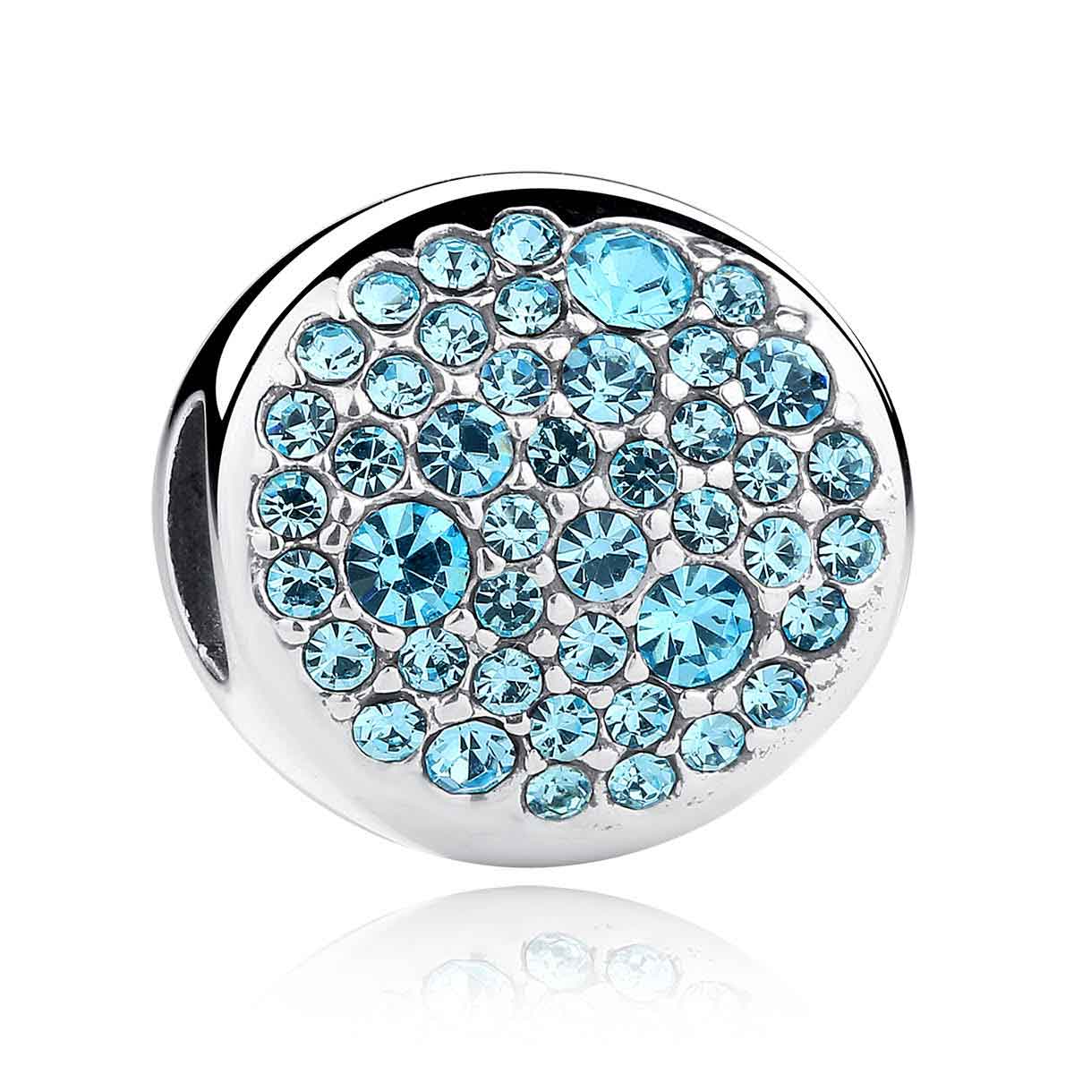 925 Sterling Silver Blue Charm with text "Dream"