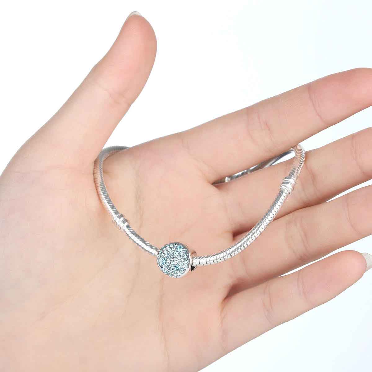 925 Sterling Silver Blue Charm with text "Dream"