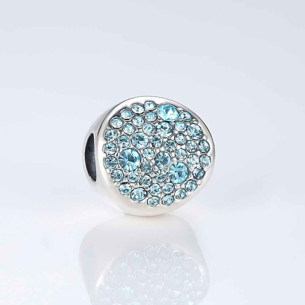 925 Sterling Silver Blue Charm with text "Dream"