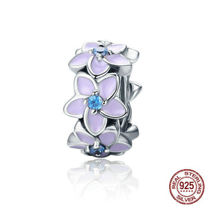 925 Sterling Silver Spacer charm with Lilac Flowers