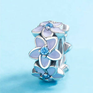 925 Sterling Silver Spacer charm with Lilac Flowers
