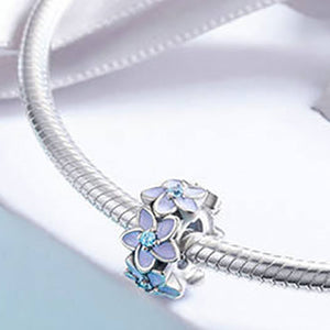 925 Sterling Silver Spacer charm with Lilac Flowers