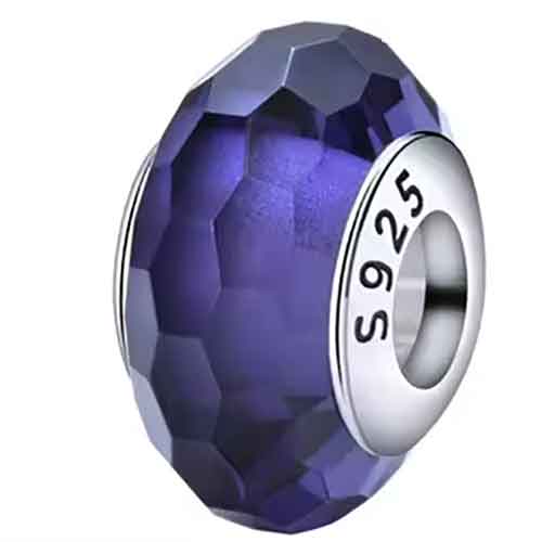 purple silver charm bead