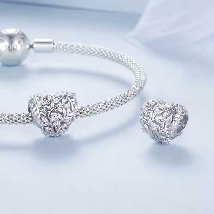 silver heart charm for charm bracelet