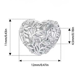 silver heart charm size