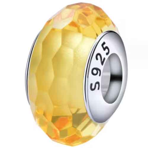 yellow silver charm bead