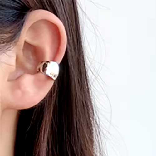 silver lucilla ear cuff on ear