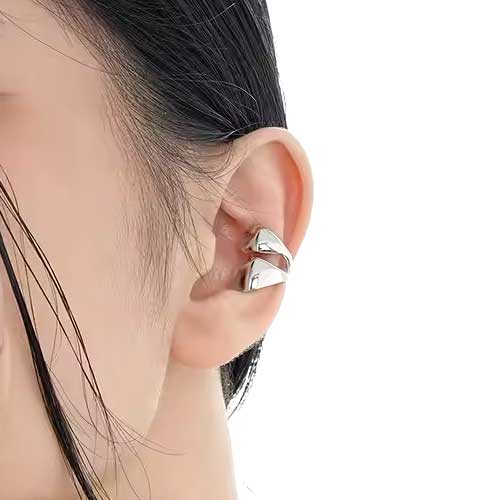 double silver ear cuff frenelle