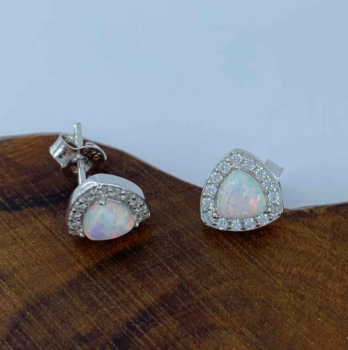 Silver Opal Stud Earrings "Alora" (White)