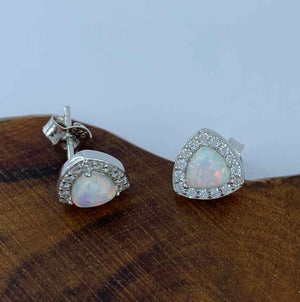 Silver Opal Stud Earrings "Alora" (White)