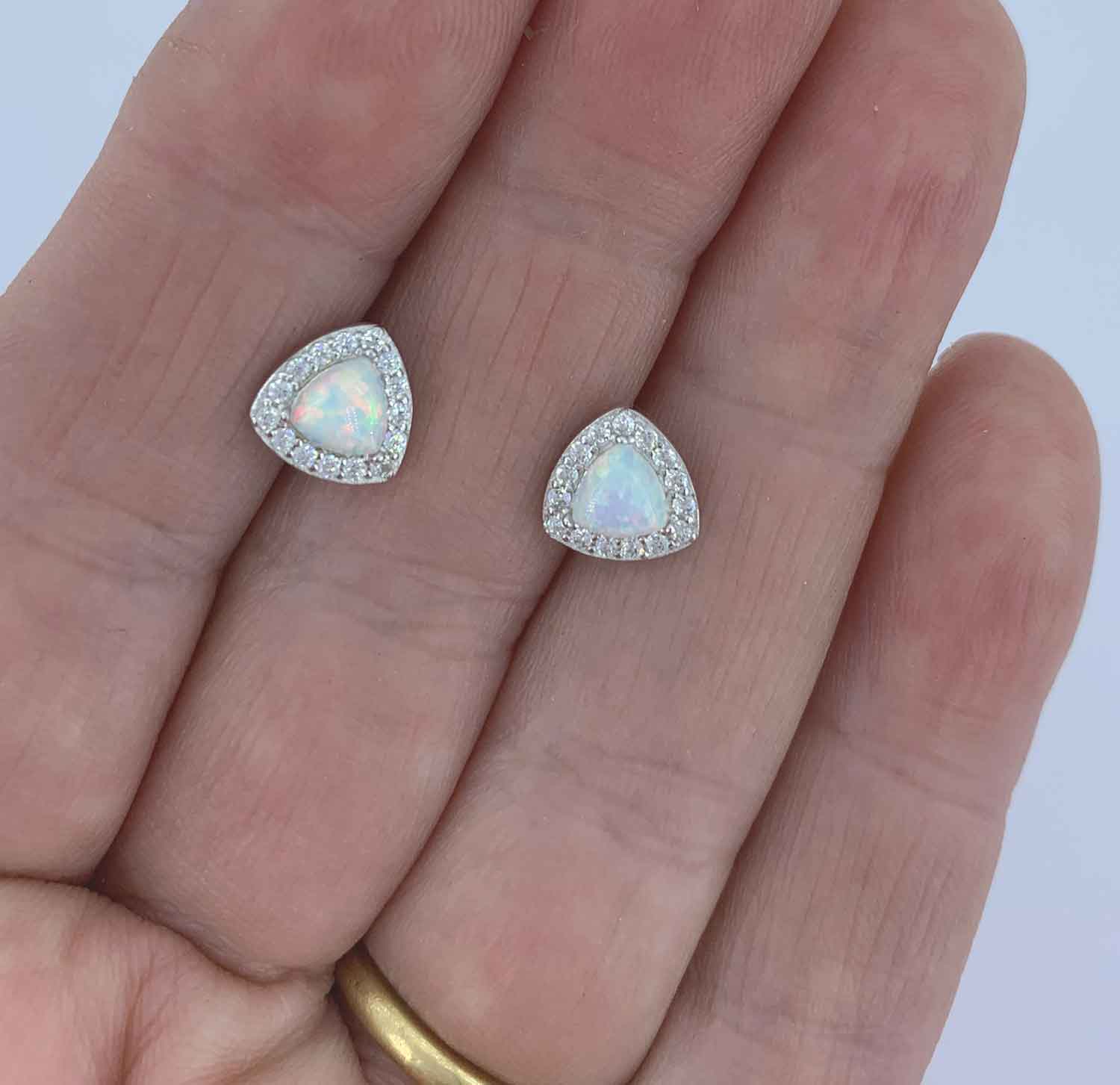 Silver Opal Stud Earrings "Alora" (White)