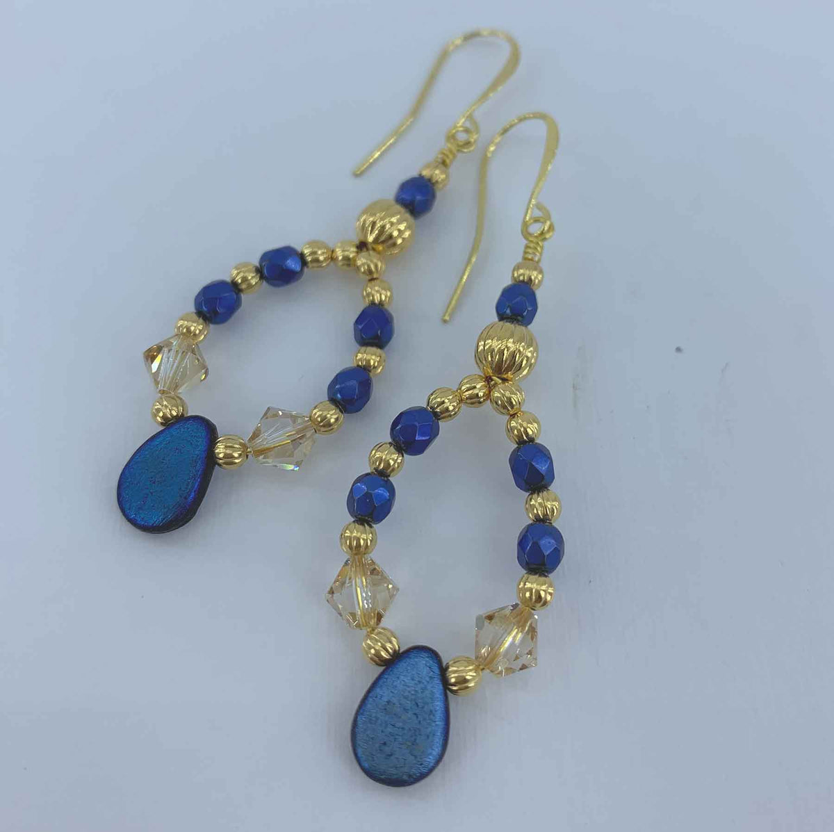 18K Gold FRENELLE exclusive design blue earrings "Arabian Nights"