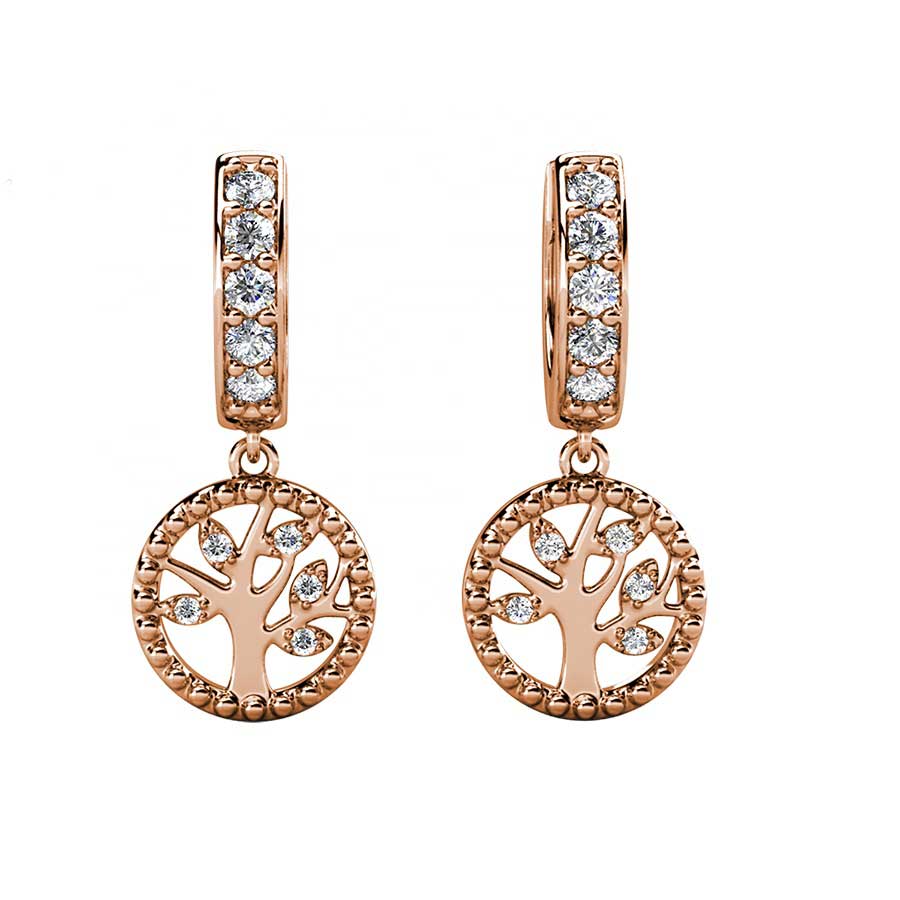 Rose Gold 'Tree of Life' Crystal Earrings "Aspen"