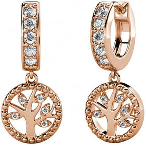 Rose Gold 'Tree of Life' Crystal Earrings "Aspen"