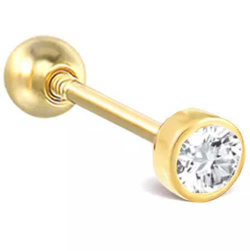 18K Gold TINY Crystal Stud Earring "Bindi"