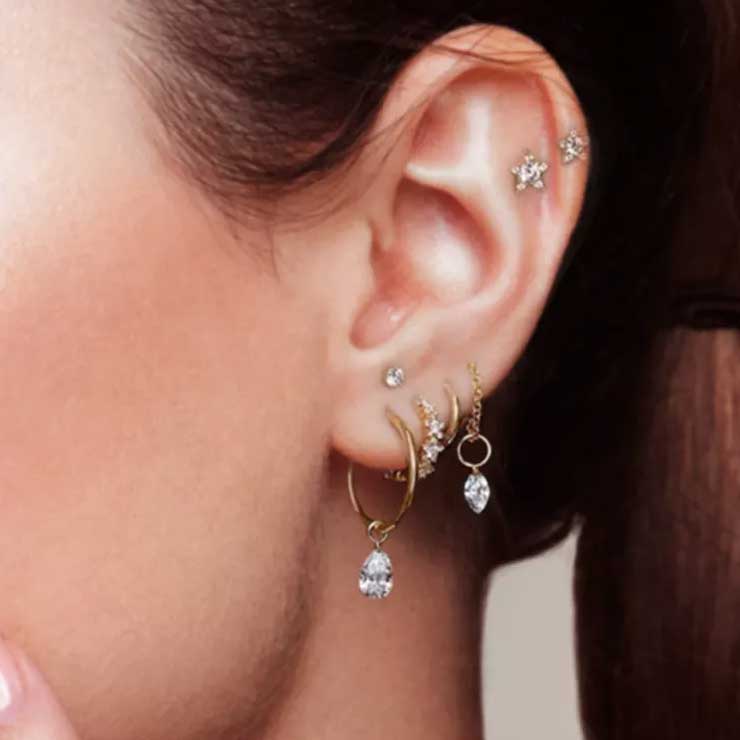 18K Gold TINY Crystal Stud Earring "Bindi"